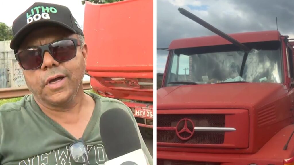 Motorista de caminhão que foi atingido por vergalhão TV Globo/Reprodução