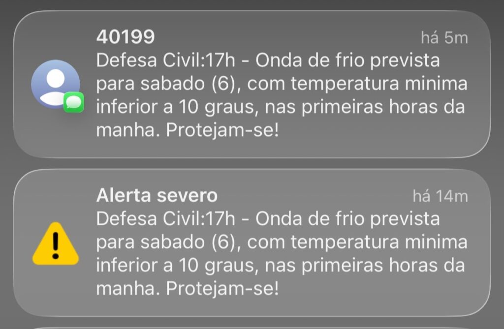 de onda de frio durante fim de semana Reprodução/Redes sociais