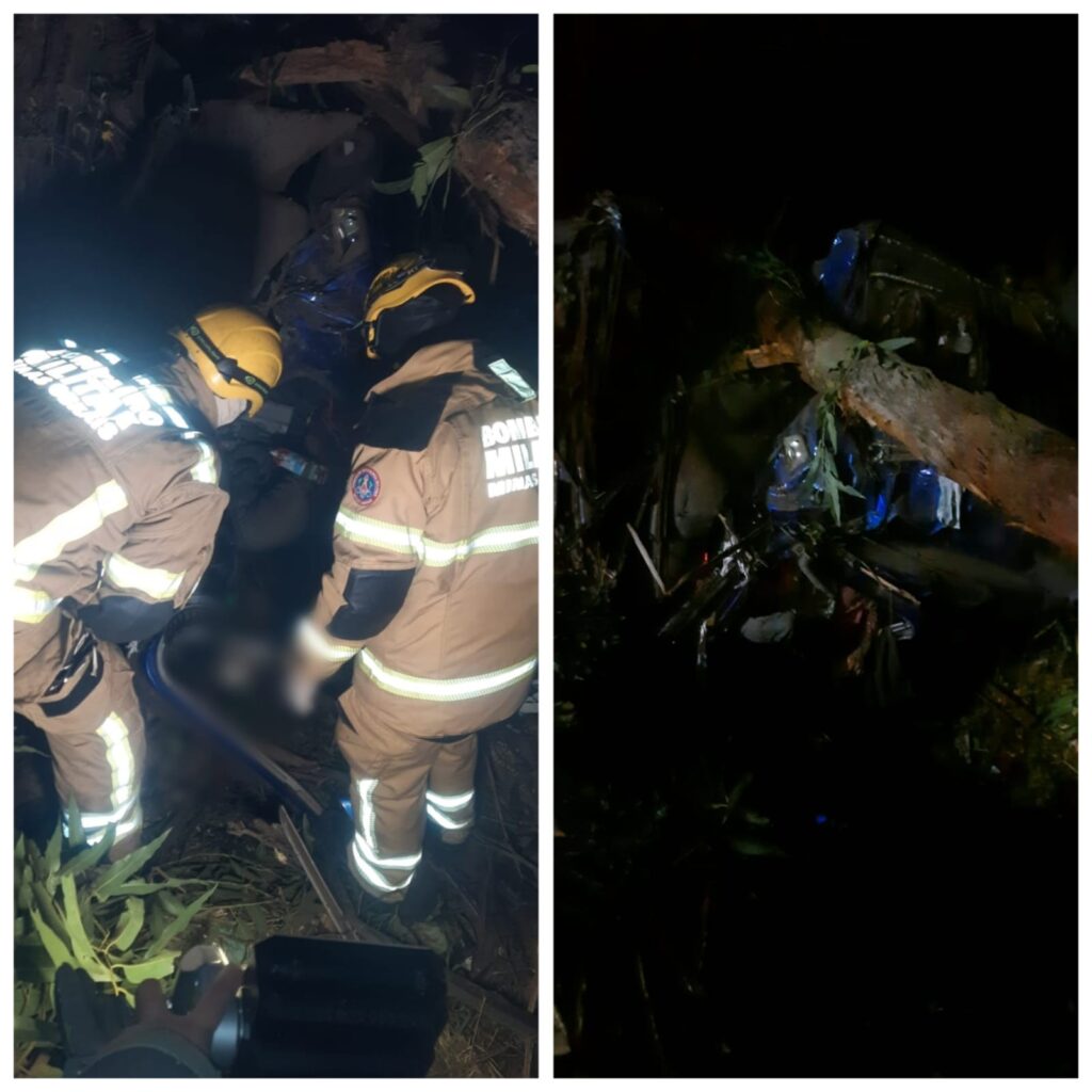 Caminhão caiu em uma ribanceira Corpo de Bombeiros/Divulgação