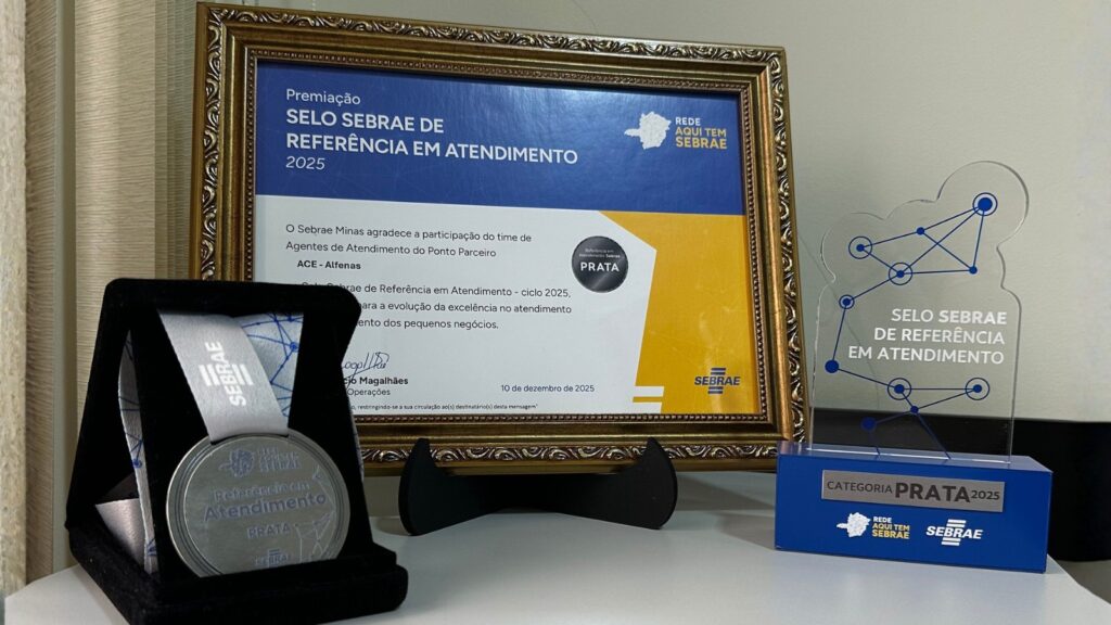 ACIA de Alfenas é premiada com Selo Prata do Sebrae Minas por excelência em atendimento