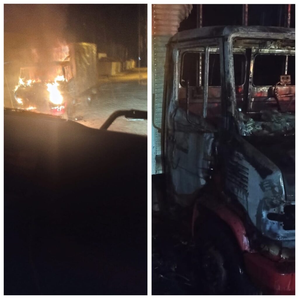 Caminhão pegou fogo em Francisco Sá Corpo de Bombeiros/Divulgação