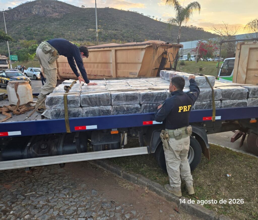 PRF barra quase 2 toneladas de maconha camufladas em minério na Br-262