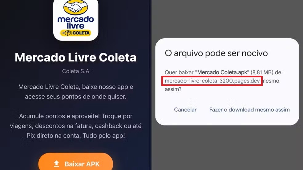 Alerta de golpe: falso aplicativo do Mercado Livre Coleta mira dados de usuários
