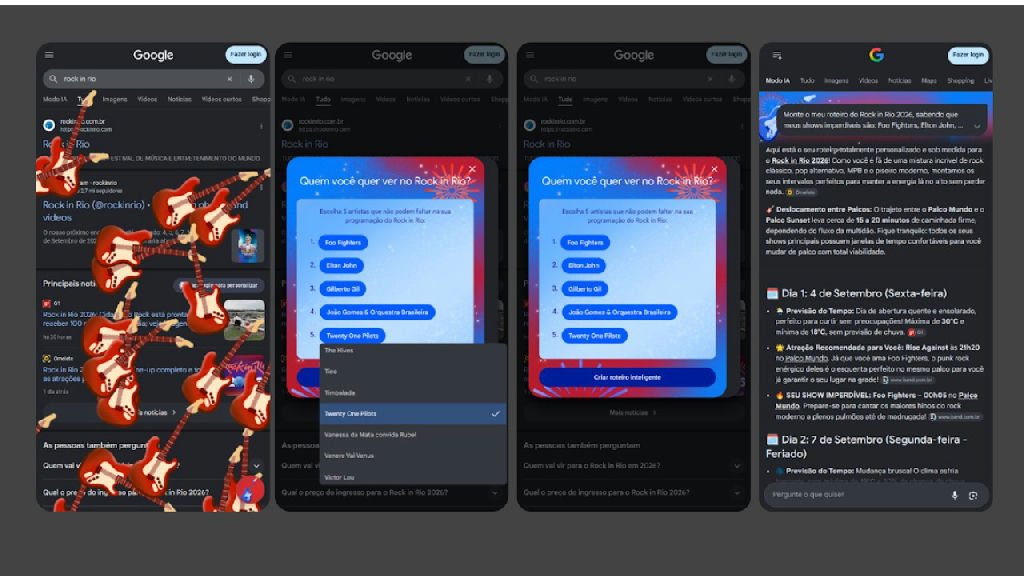 Google inova com planejador de shows e easter egg para o Rock in Rio 2026
