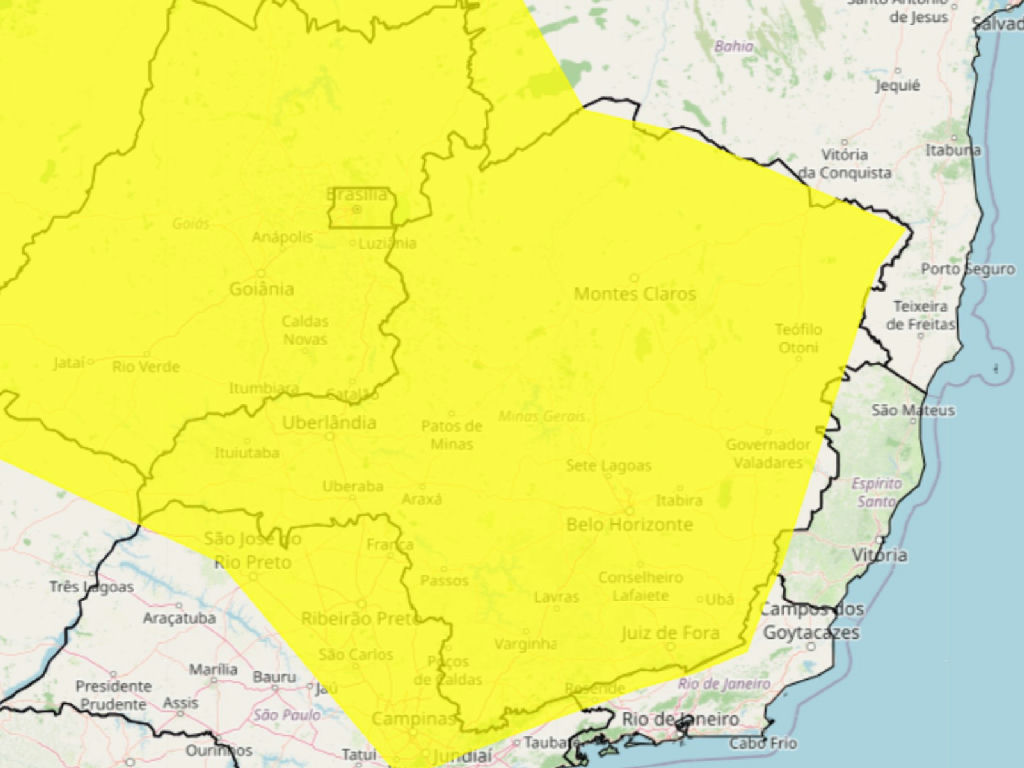 INMET coloca 129 cidades mineiras em alerta de tempestade com granizo e ventos de 60 km/h