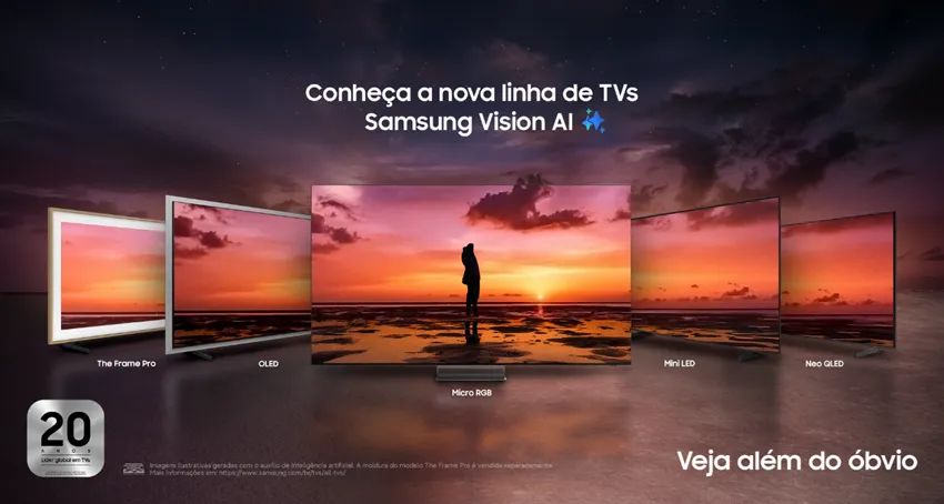 Samsung lança linha Vision AI de Tvs premium no Brasil com inovações e preços variados