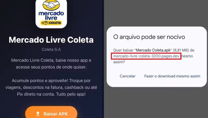 Alerta de golpe: falso aplicativo do Mercado Livre Coleta mira dados de usuários