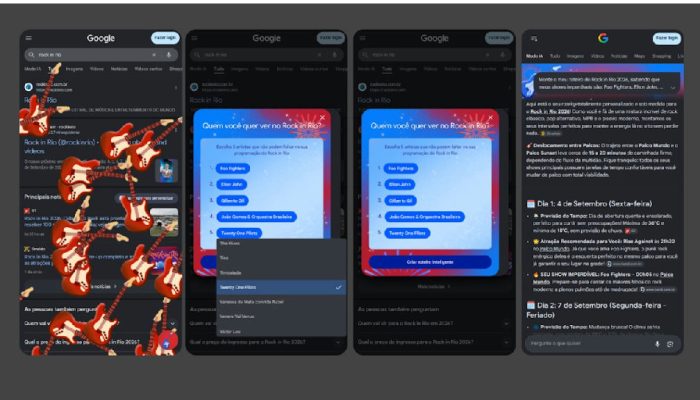 Google inova com planejador de shows e easter egg para o Rock in Rio 2026