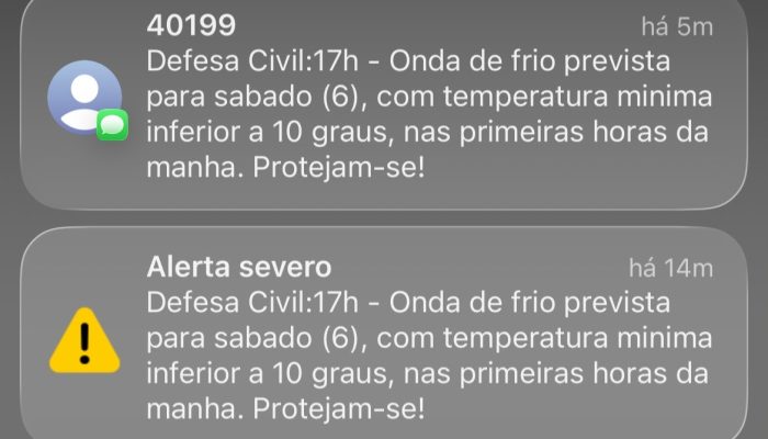 de onda de frio durante fim de semana Reprodução/Redes sociais