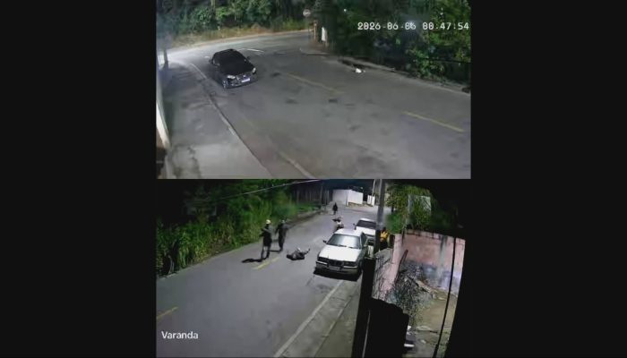 câmeras de segurança (veja vídeo acima) e terminou com a prisão em flagrante do