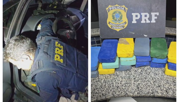 tráfico de drogas após a Polícia Rodoviária Federal (PRF) apreender 17,6 quilos