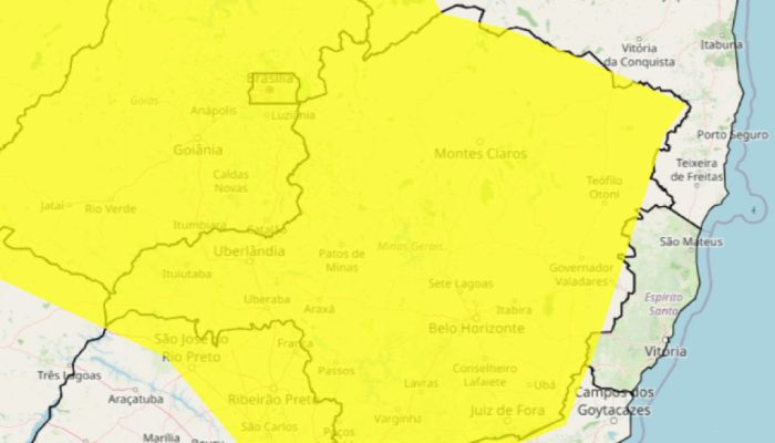 INMET coloca 129 cidades mineiras em alerta de tempestade com granizo e ventos de 60 km/h